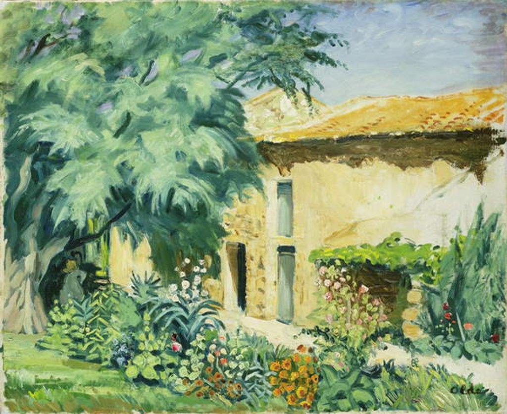 Detail of Southern Farm House with Flowerbed by Hans Olde