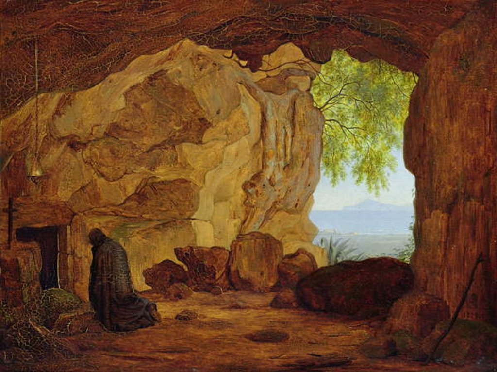 Detail of Praying Hermit in a Grotto, 1829 by Johann Martin von Rohden