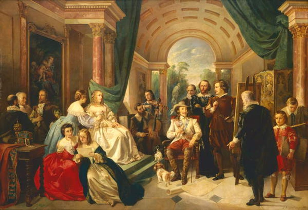 Detail of Anthony van Dyck at the Court of Charles I, 1863 by Louis Katzenstein