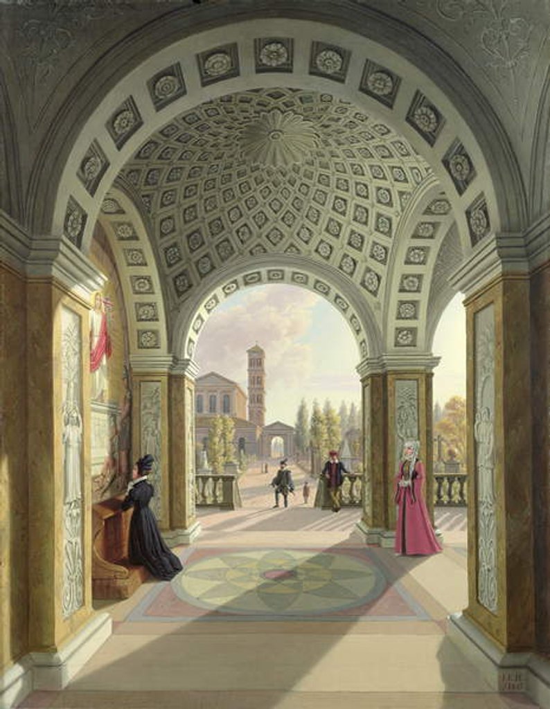 Detail of Italian Churchyard, 1845 by Johann Erdmann Hummel