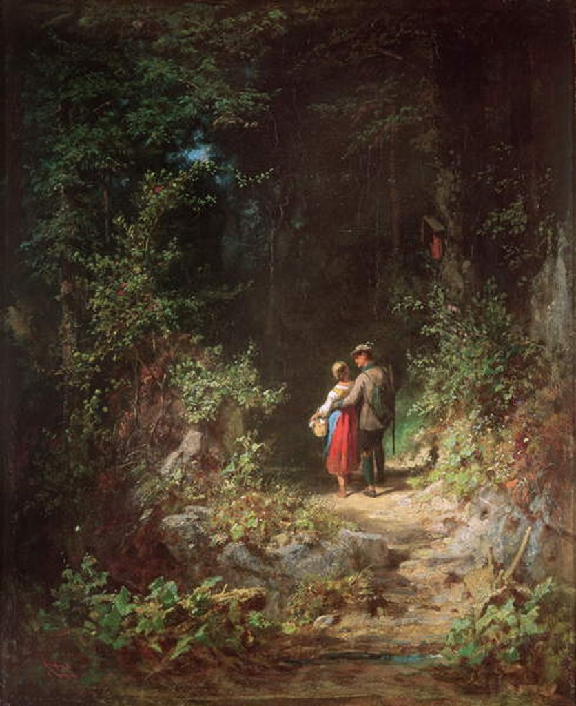Detail of Lovers in a Wood, c.1860 by Carl Spitzweg