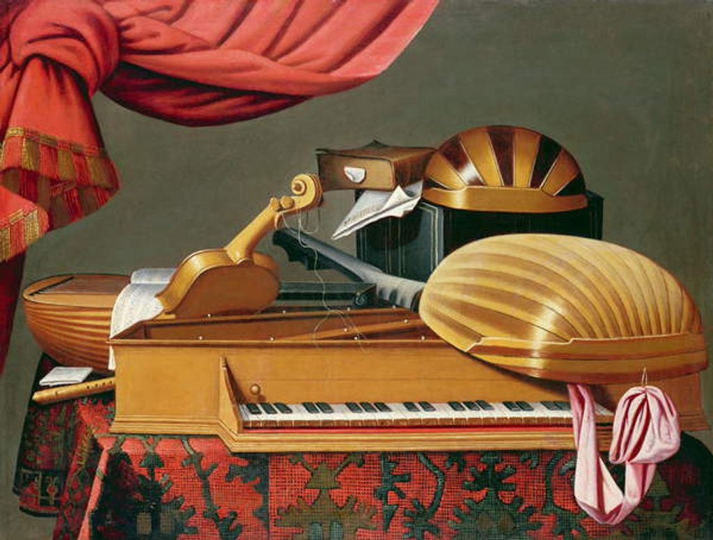 Detail of Still Life with Musical Instruments by Evaristo Baschenis