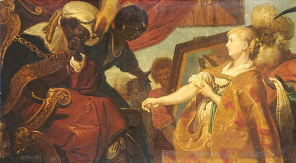 Detail of Chariclea shows Persina and Hydaspes by Karel van III Mander