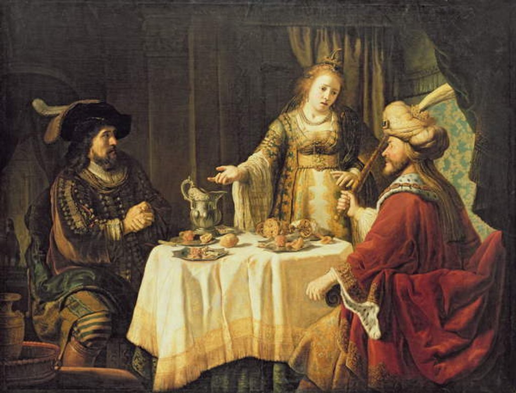 Detail of The Meal with Esther by Jan Victors