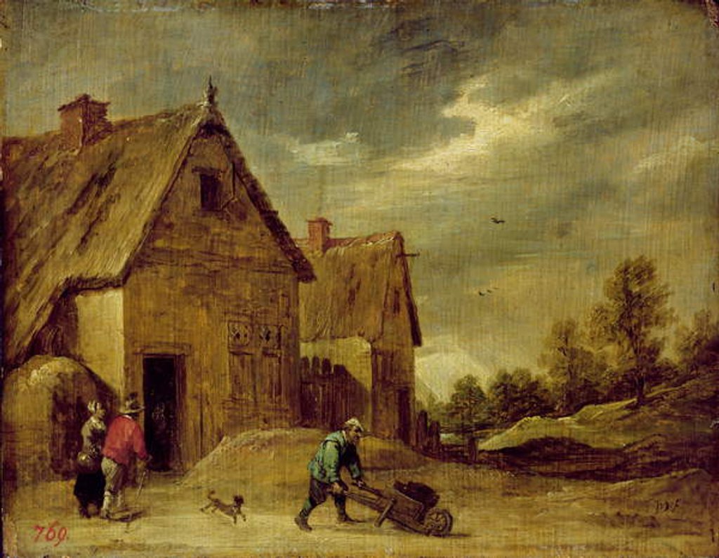 Detail of Farmer with Wheelbarrow by David the Younger Teniers