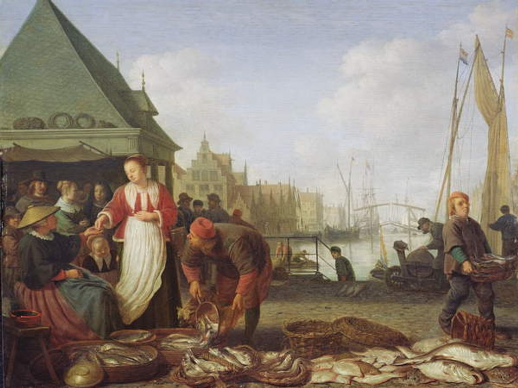 Detail of The Rotterdam Fish Market by Hendrik Martensz Sorgh