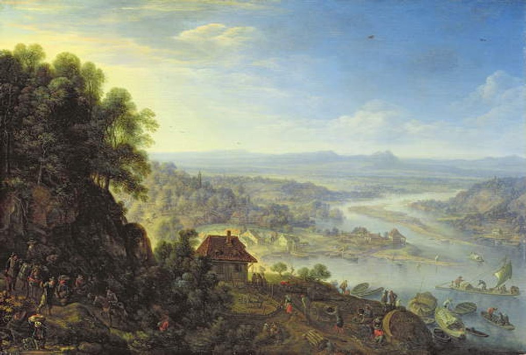 Detail of The Rhein Valley near Erbach in Rheingau by Herman the Younger Saftleven