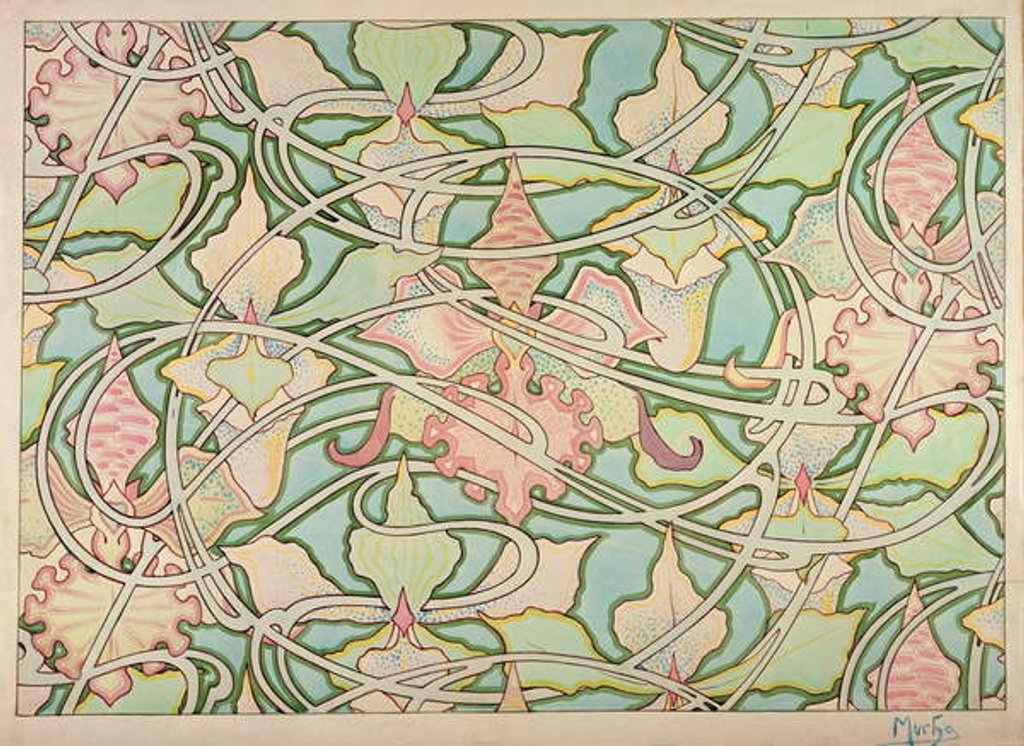 Detail of Wallpaper design by Alphonse Marie Mucha