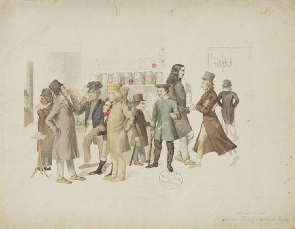 Detail of German Artists in Cafe Greco by Ludwig Sigismund Ruhl