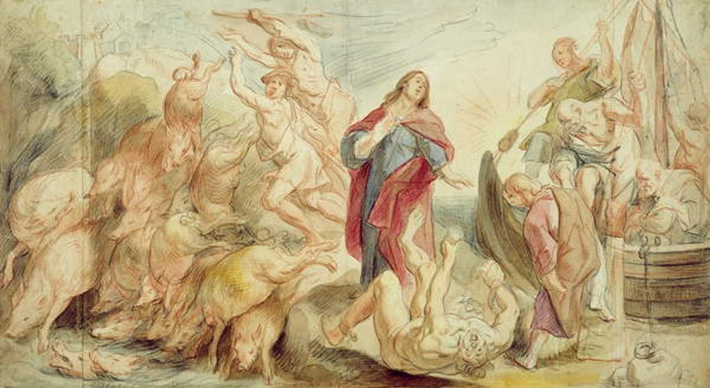 Detail of Jesus driving the devil from the possessed by Jacob Jordaens