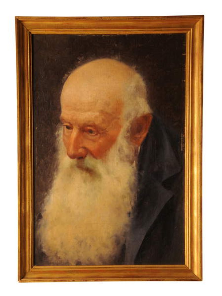 Detail of Oil painting of an elderly man by Alfredo Chicco