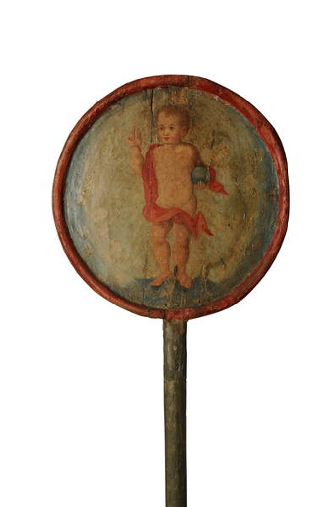 Detail of Processional Staff with painted decoration, Spain, c.1700 by Spanish School