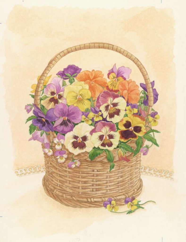 Detail of Basket of Pansies, 1998 by Linda Benton