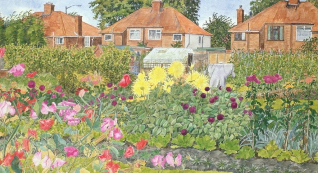 Detail of Allotments and Dahlias by Linda Benton