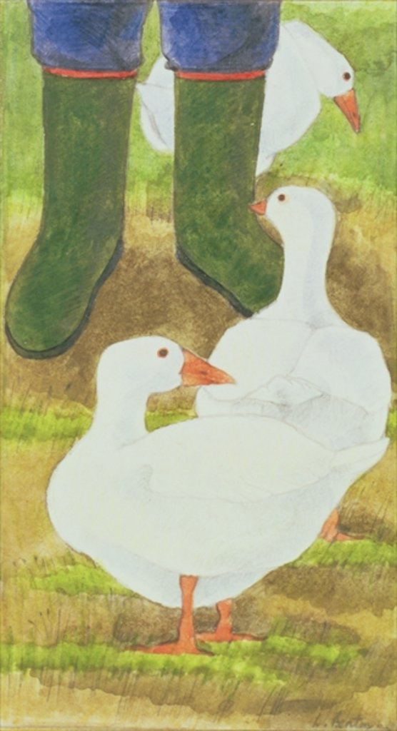Detail of Ducks and Green Wellies by Linda Benton