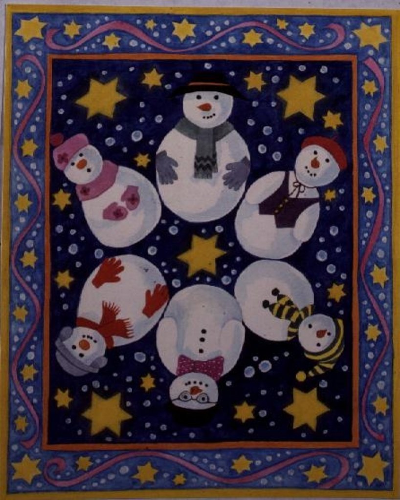 Detail of Snowman and Stars by Linda Benton
