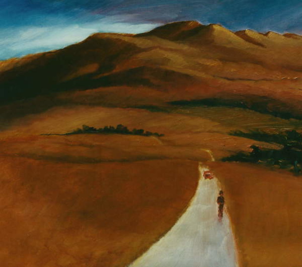 Detail of Mr Wright, 1996 Figure in red landscape by Lee Campbell