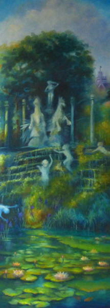 Detail of Twickenham Follies, 2018,Statues of sea sprites. by Lee Campbell