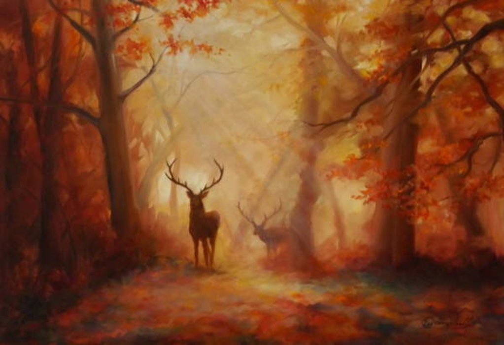 Detail of Majesty, 2011 forest deer by Lee Campbell