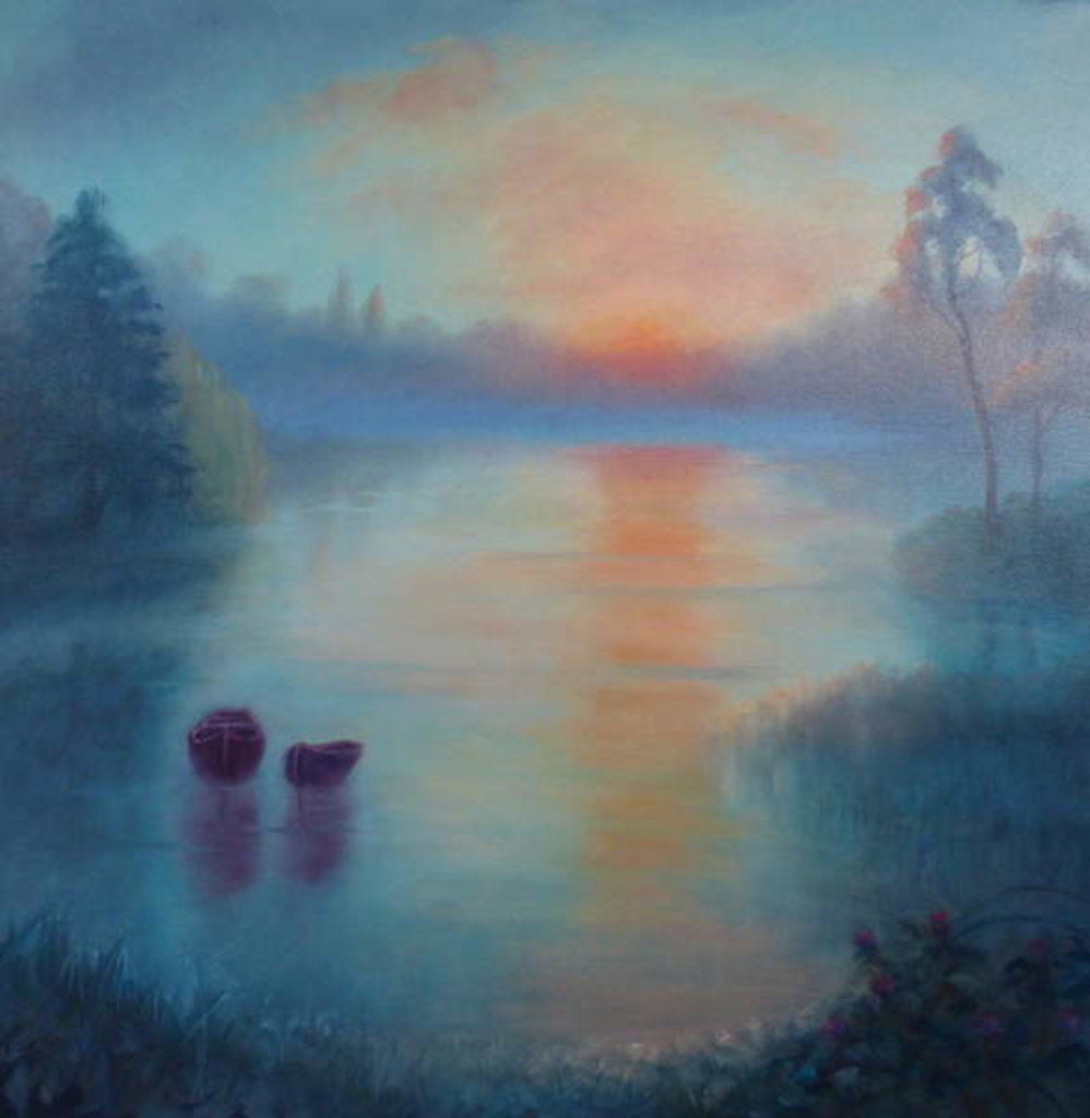 Detail of Morning Drift, 2018 Baots on water by Lee Campbell