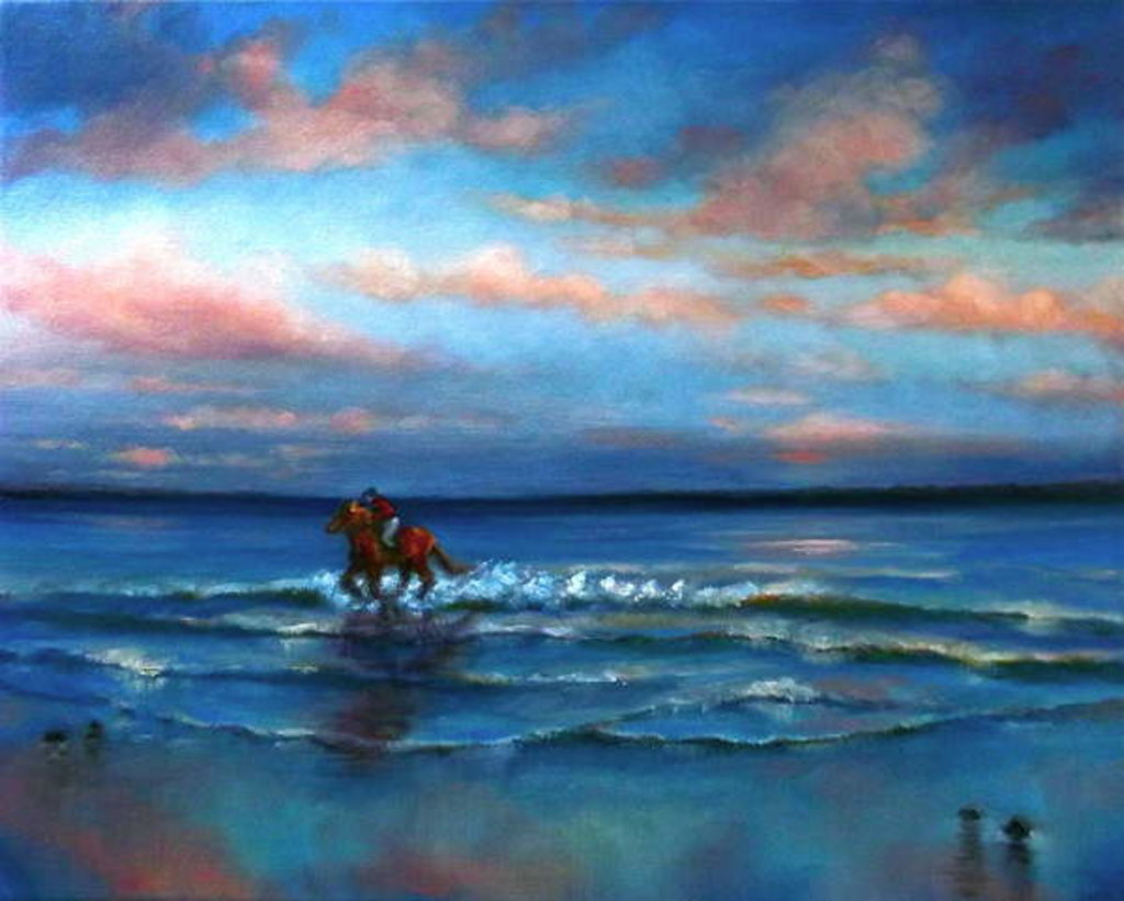 Detail of Wave Racing 2013 Horse riding on beach by Lee Campbell