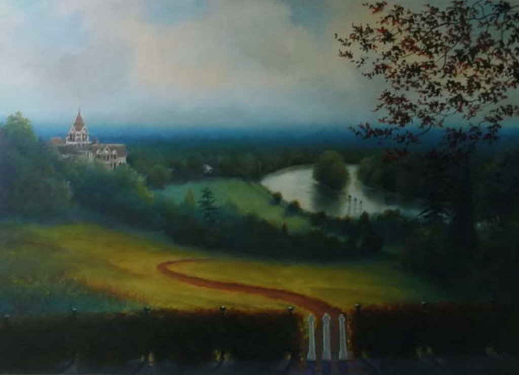 Detail of Petersham Hotel, 2011 Landscape with Petersham Meadow by Lee Campbell
