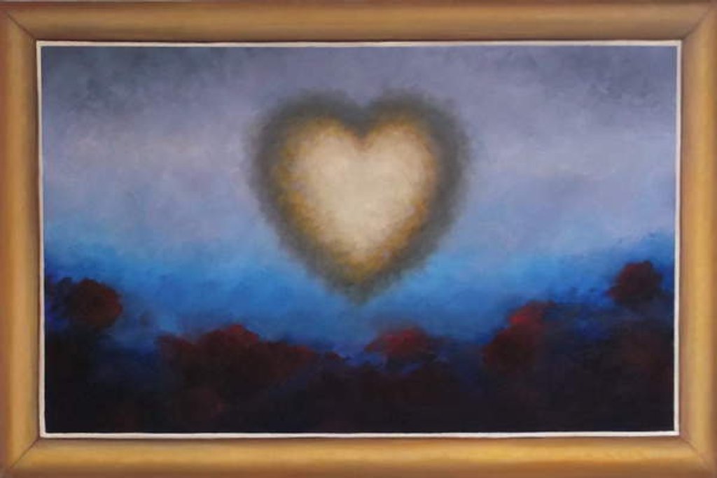 Detail of Coeur, 2012, trompe l'oeil frame, heart by Lee Campbell