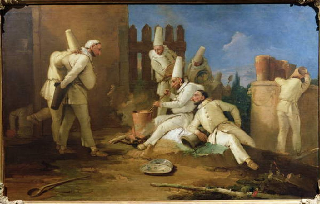 Detail of The Punchinello's Kitchen by Giovanni Battista Tiepolo