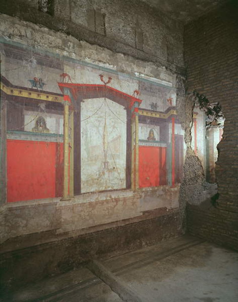 Detail of Interior view of the house with frescoes dating from 25 BC - AD 25 by Roman Roman
