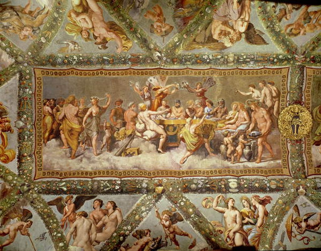 Detail of The Banquet of the Gods, ceiling painting of the Courtship and Marriage of Cupid and Psyche by Raphael