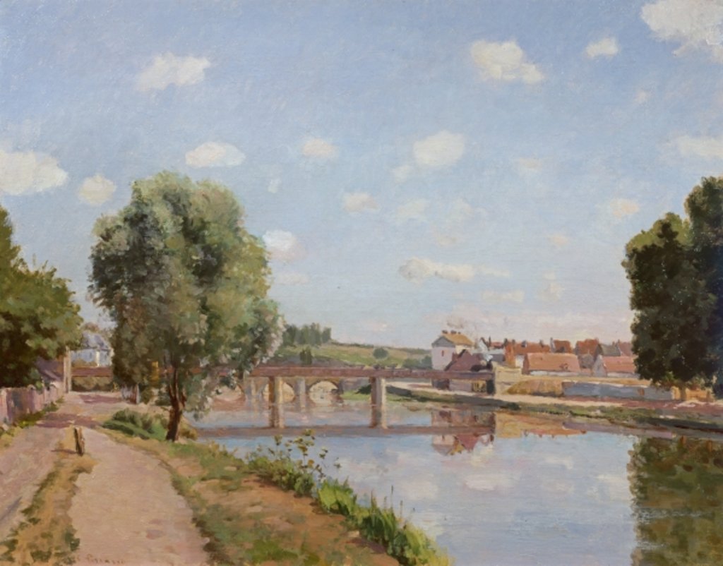 Detail of The Railway Bridge, Pontoise, 1873 by Camille Pissarro