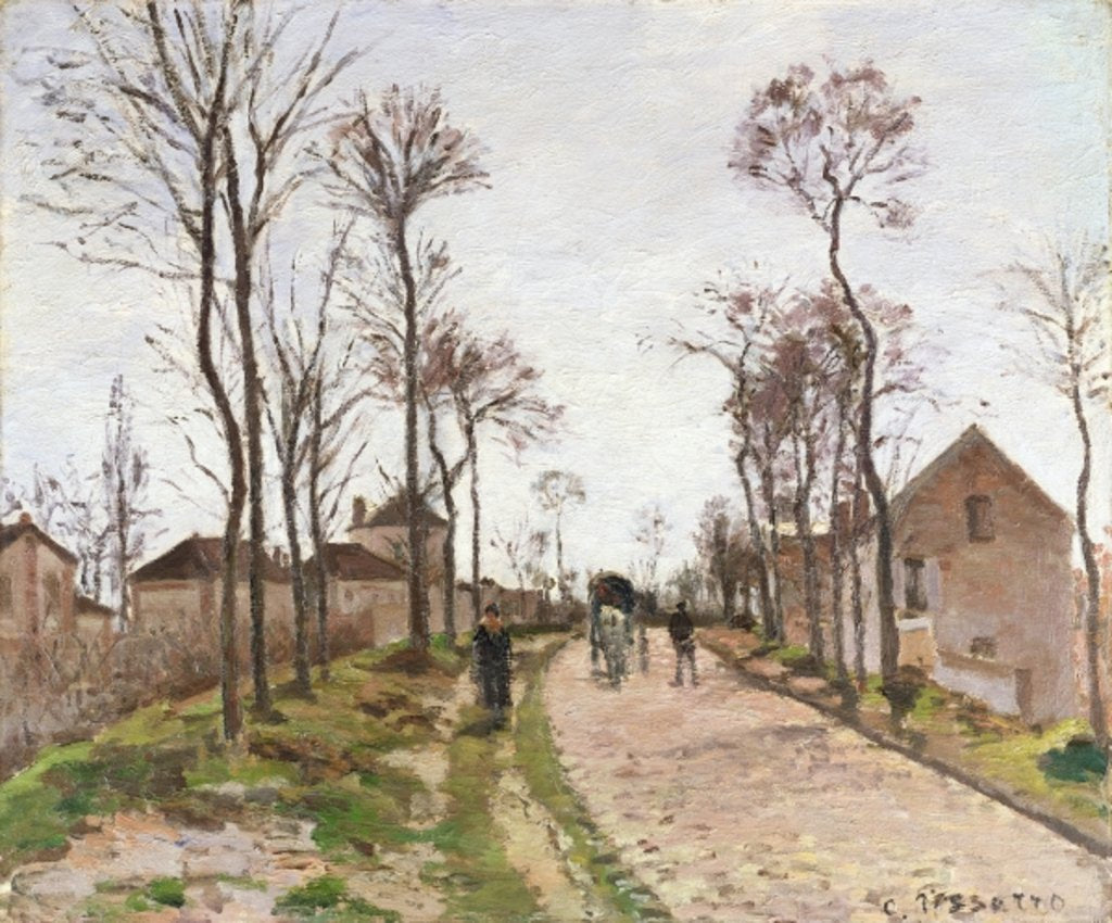 Detail of The Road to Saint Cyr at Louveciennes, c.1870 by Camille Pissarro
