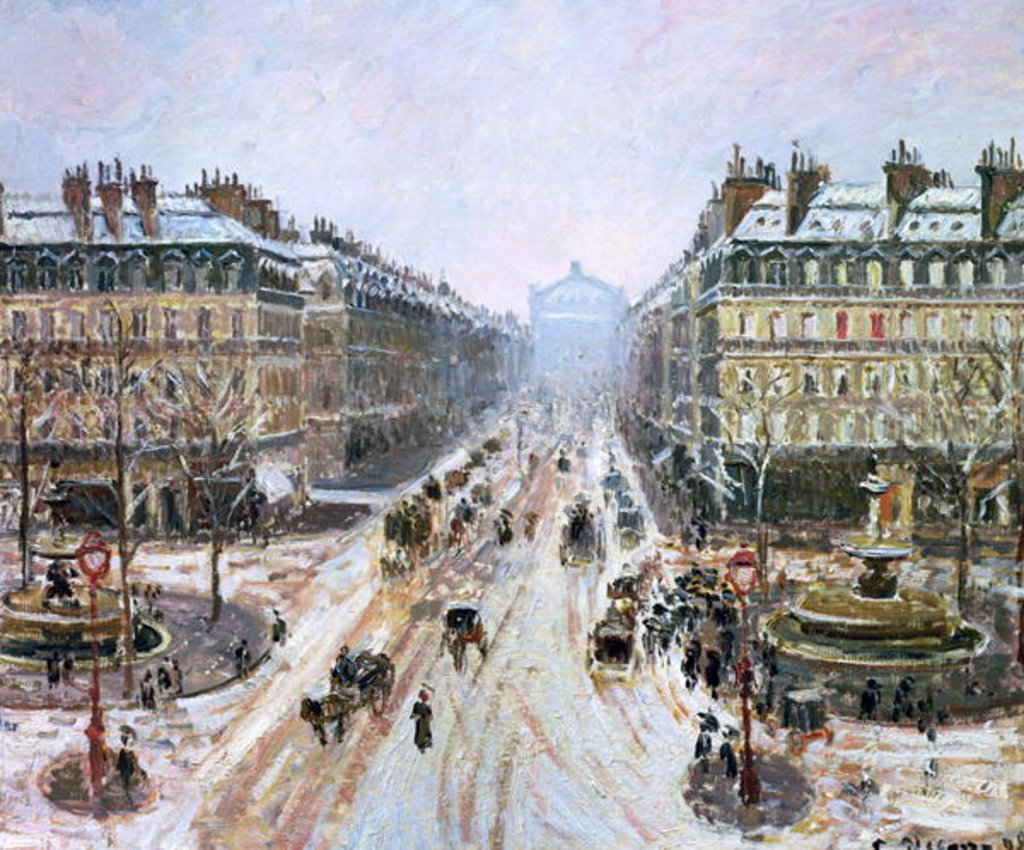 Detail of Avenue de l'Opera - Effect of Snow, 1898 by Camille Pissarro