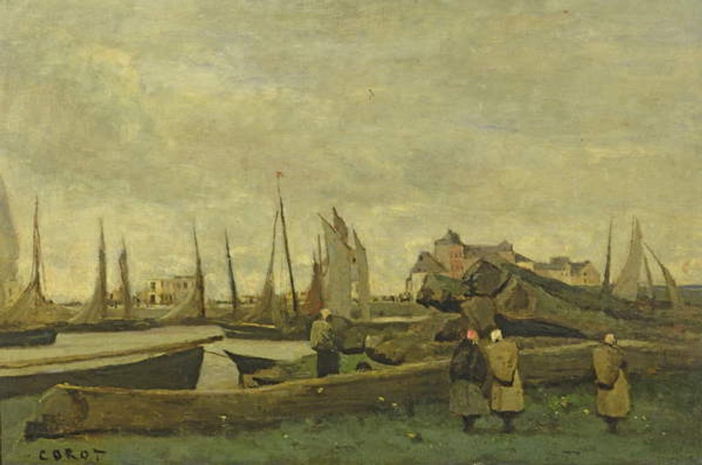 Detail of Treport - A Quay, c.1855-65 by Jean Baptiste Camille Corot