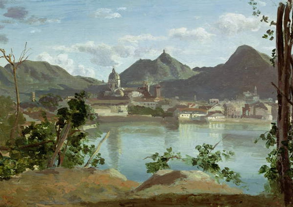 Detail of The Town and Lake Como, 1834 by Jean Baptiste Camille Corot