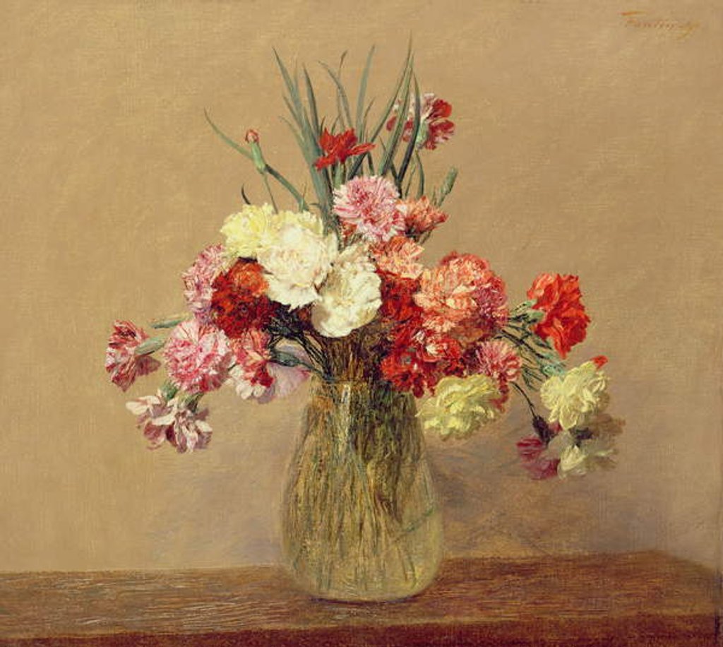 Detail of A Bouquet of Carnations, 1890 by Ignace Henri Jean Fantin-Latour