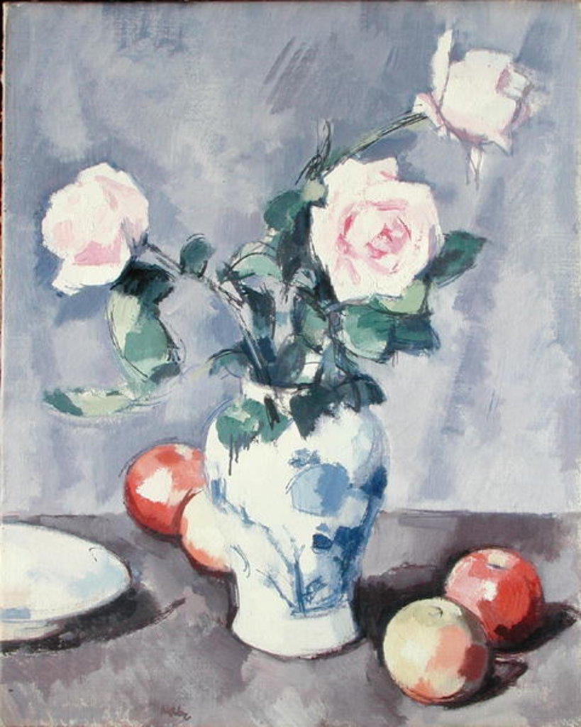 Detail of Still Life of Roses in a Blue and White Vase by Samuel John Peploe
