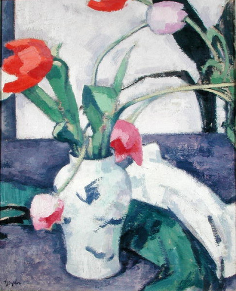 Detail of Still Life: Tulips in a Chinese Vase, 1924 by Samuel John Peploe