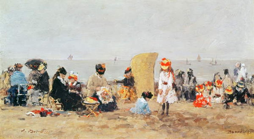 Detail of Beach Scene, Trouville, 1881 by Eugene Louis Boudin