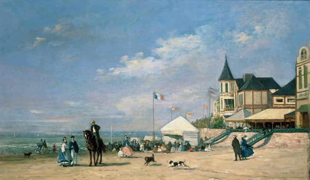 Detail of The Beach at Trouville, 1863 by Eugene Louis Boudin