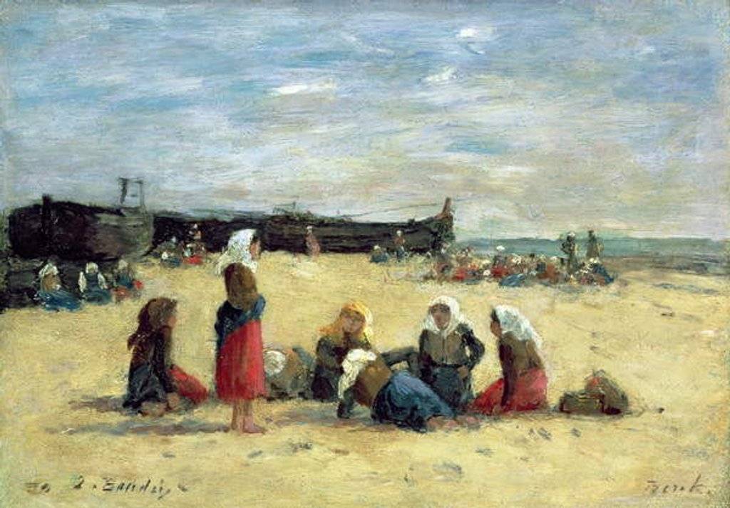 Detail of Berck, Fisherwomen on the Beach, 1876 by Eugene Louis Boudin