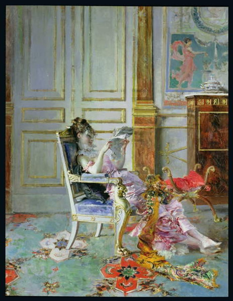 Detail of Girl Reading in a Salon, 1876 by Giovanni Boldini