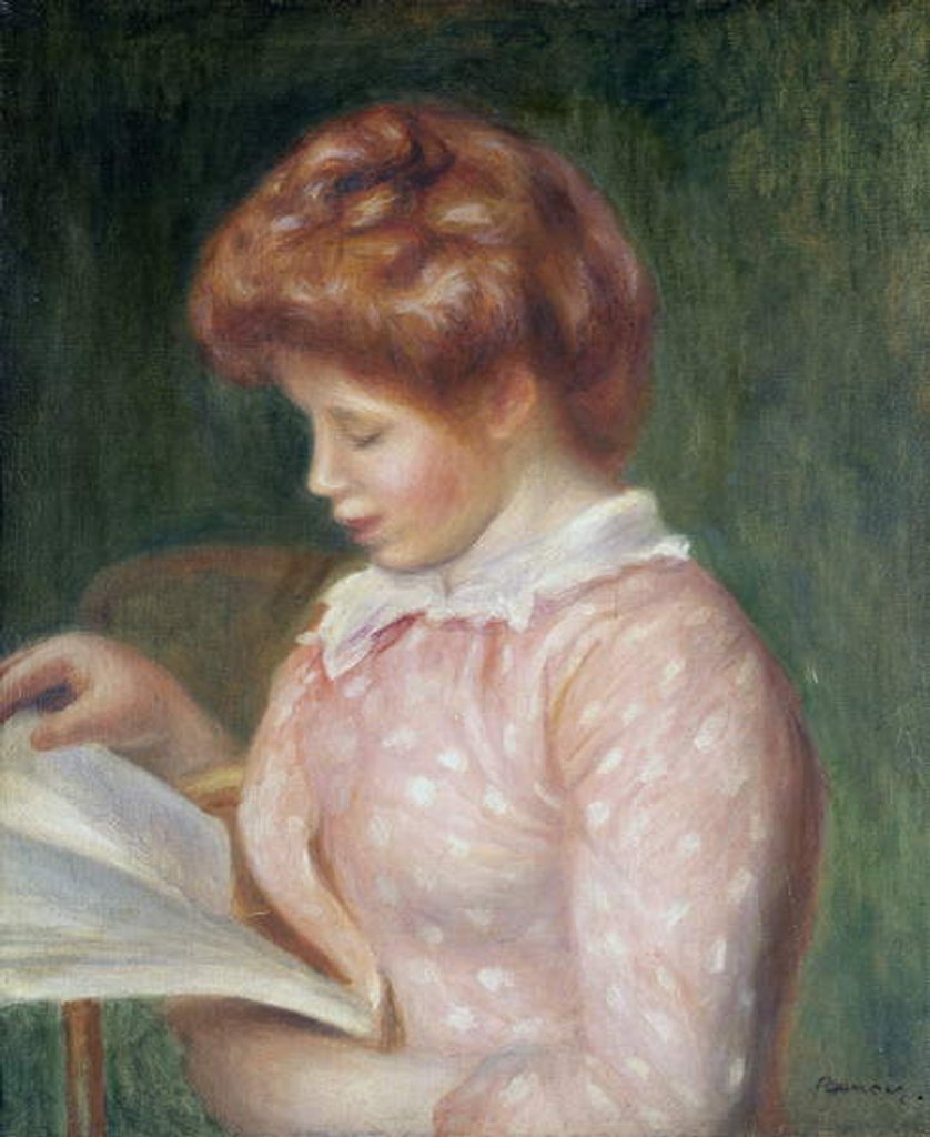 Detail of Young Girl Reading by Pierre Auguste Renoir