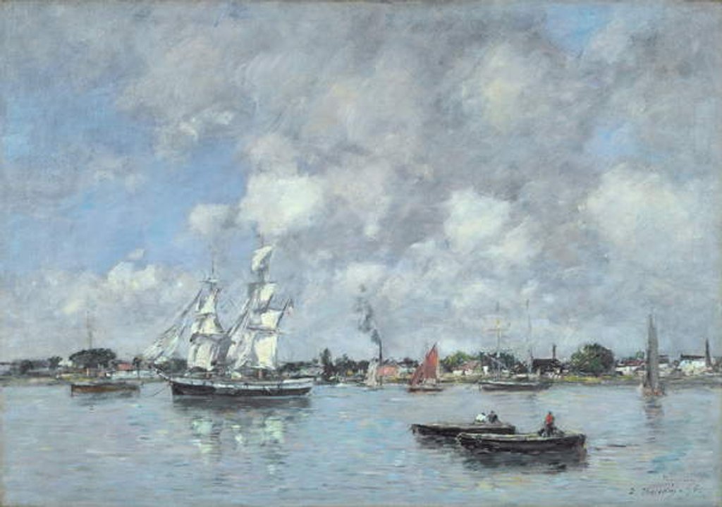 Detail of Bordeaux, Boats on the Garonne, 1876 by Eugene Louis Boudin
