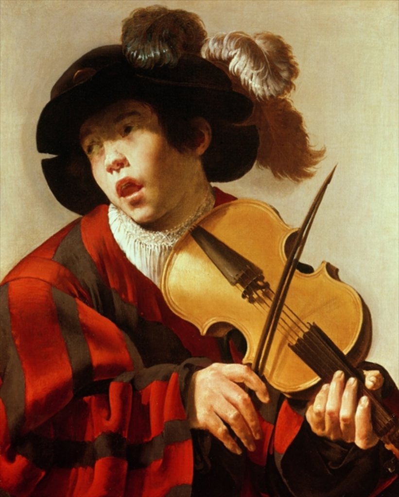 Detail of Boy Playing Stringed Instrument and Singing, c.1627 by Hendrick Ter Brugghen