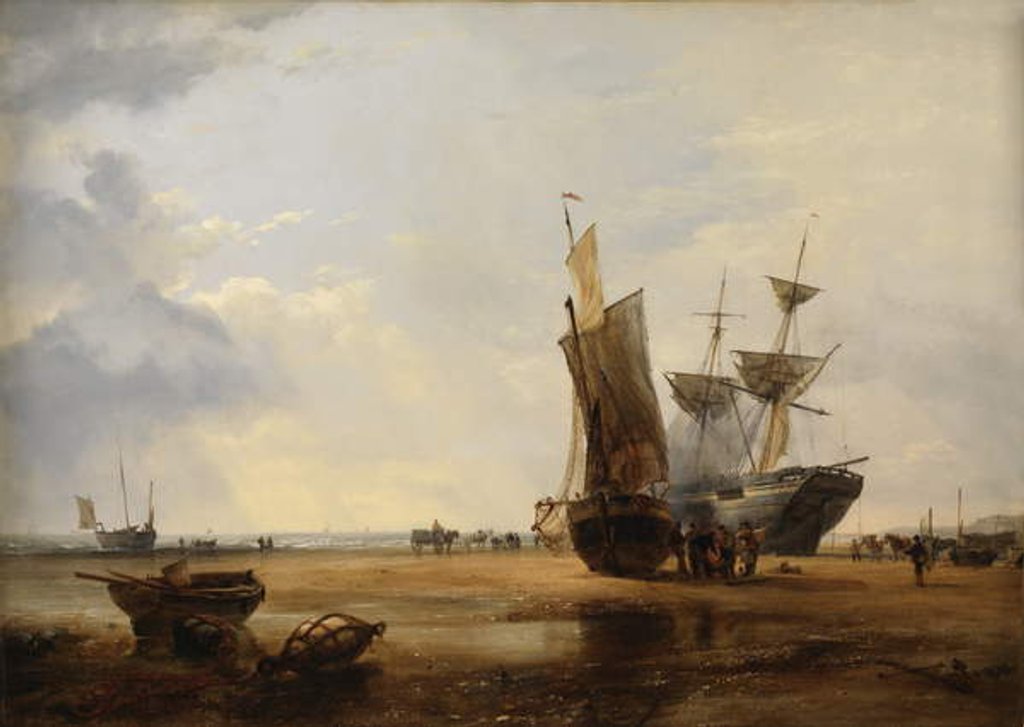 Detail of Brig on Sands: Vessels on the Sands at Hastings , 1836 by Edward William Cooke