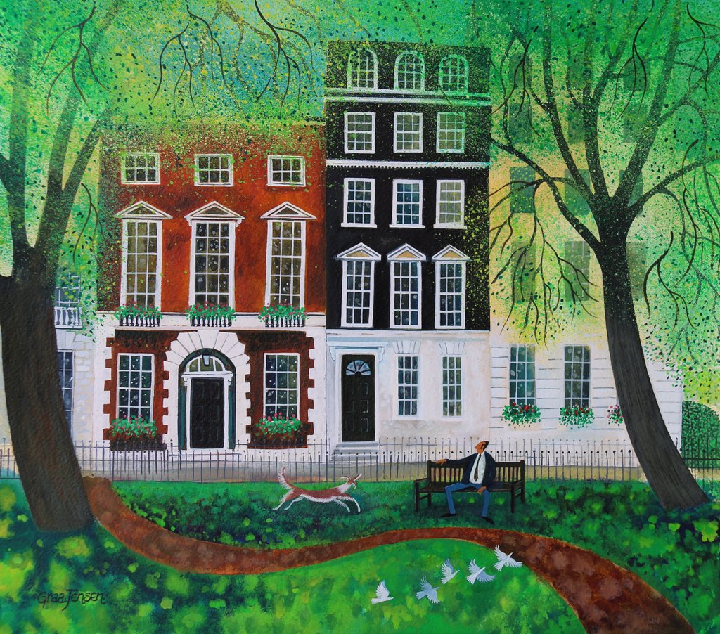 Detail of Relaxing in Berkley Square, 2016 by Lisa Graa Jensen