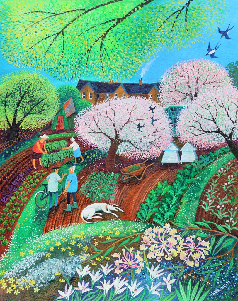 Detail of Dozey Dog, 2018 (acrylics on paper by Lisa Graa Jensen