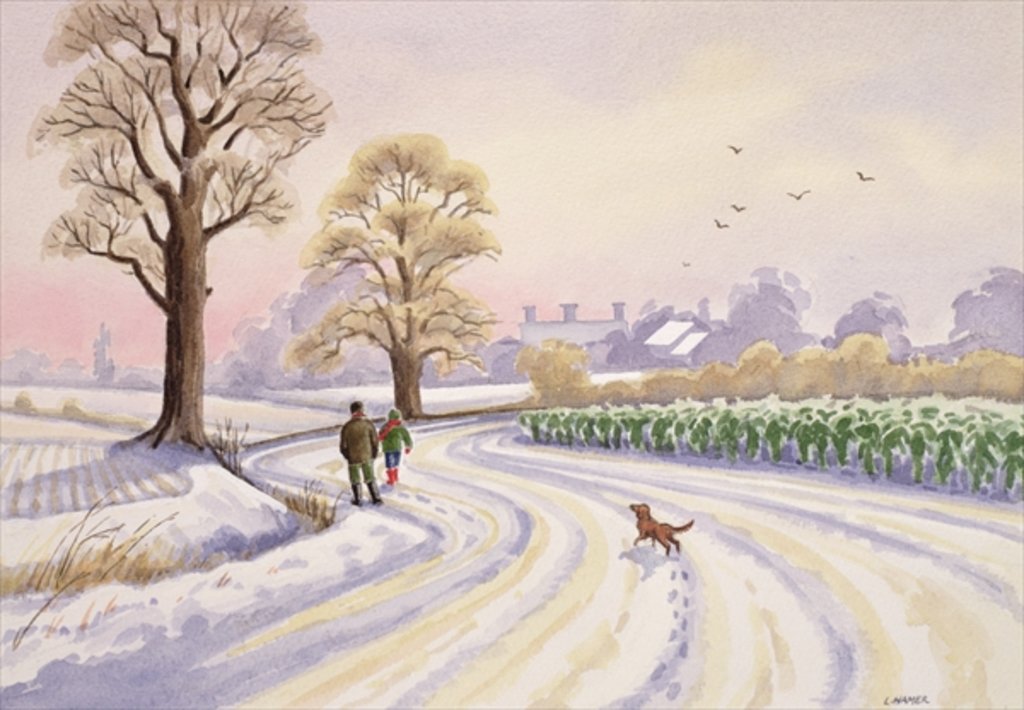 Detail of Walk in the Snow by Lavinia Hamer