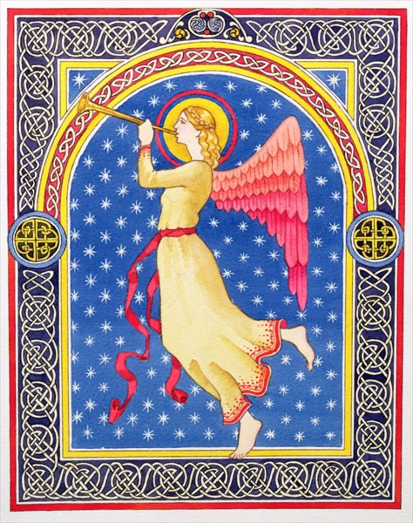Detail of Angel Blowing Trumpet by Lavinia Hamer